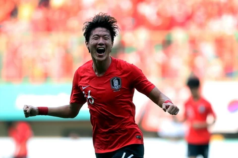 Hwang Ui-jo lập hat-trick giúp Olympic Hàn Quốc chiến thắng. (Nguồn: AFC)