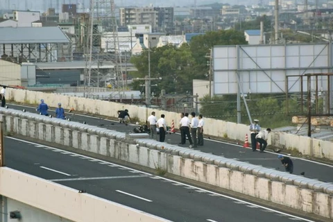 Hiện trường vụ tai nạn xe máy tại Nhật Bản. (Nguồn: japantoday)