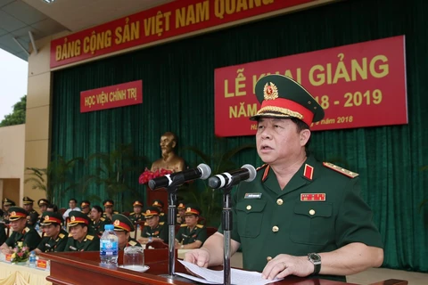 Thượng tướng Nguyễn Trọng Nghĩa phát biểu chỉ đạo tại lễ khai giảng. (Ảnh: Hồng Pha)