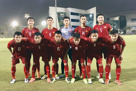 U19 Việt Nam giành chiến thắng đầu tay tại giải đấu trên đất Qatar. (Nguồn: VFF)