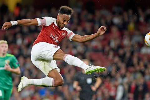 Aubameyang lập cú đúp giúp Arsenal giành chiến thắng. (Nguồn: EPA)