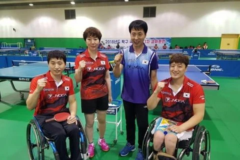 Các vận động viên bóng bàn người khuyết tật của Hàn Quốc. (Nguồn: Yonhap)