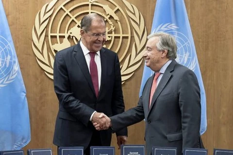 Ngoại trưởng Nga Sergey Lavrov đã thảo luận với Tổng thư ký Liên hợp quốc Antonio Guterres. (Nguồn: AP)