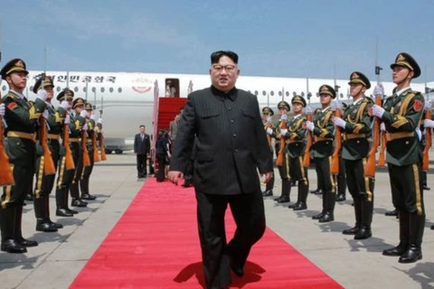 Hình ảnh ông Kim Jong-un đến thăm Trung Quốc hồi tháng 5 vừa qua. (Nguồn: bbc.com)