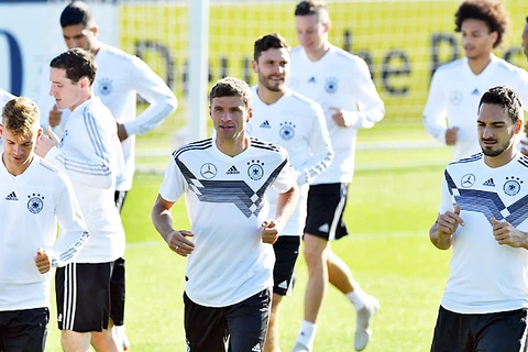 Các cầu thủ Đức luyện tập chuẩn bị cho trận gặp Hà Lan. (Nguồn: AFP)
