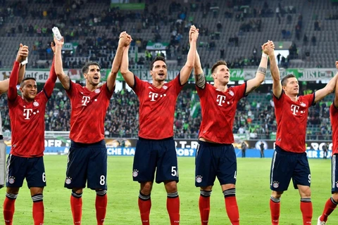 Niềm vui của các cầu thủ Bayern sau khi đánh bại Wolfburg. (Nguồn: ESPN)