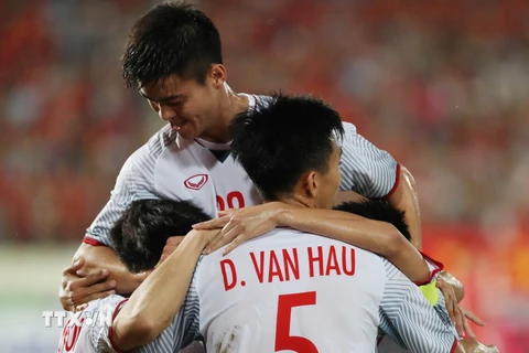 Đội tuyển Việt Nam đang tạm xếp thứ 3 ở bảng A. (Ảnh: Minh Tiến/TTXVN)