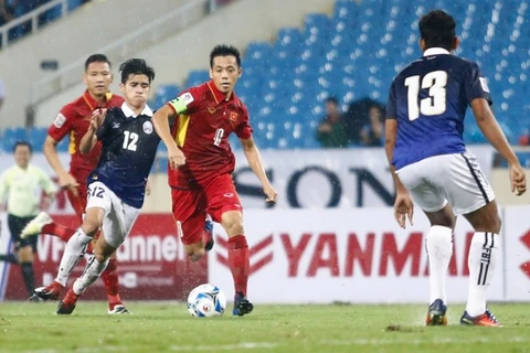 Hình ảnh đội tuyển Việt Nam thắng đậm Campuchia 5-0 trên sân Mỹ Đình tại vòng loại Asian Cup 2019.