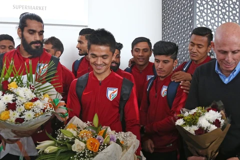 Tuyển Ấn Độ đặt chân đến UAE chuẩn bị cho Asian Cup 2019. (Nguồn: AFC)