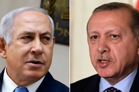 Tổng thống Thổ Nhĩ Kỳ Erdogan và Thủ tướng Israel Netanyahu chỉ trích nhau. (Nguồn: Sky News)