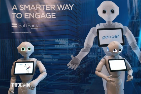 Robot Pepper của hãng Softbank Robotics tại Triển lãm CES ở Las Vegas, Mỹ. (Nguồn: AFP/TTXVN)