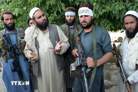 Các tay súng Taliban tại khu vực ngoại ô Jalalabad. (Ảnh: AFP/TTXVN)