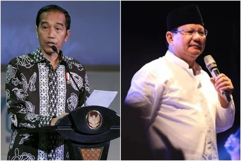 Tổng thống đương nhiệm Indonesia Joko Widodo và ông Prabowo Subianto. (Nguồn: straitstimes)