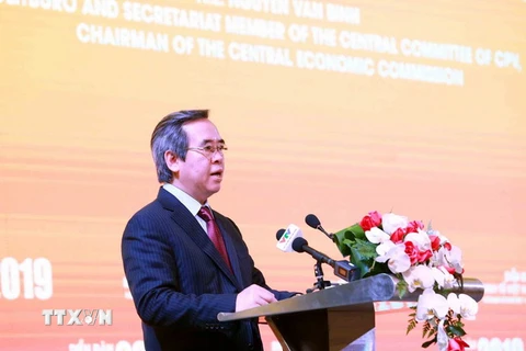 Ủy viên Bộ Chính trị, Bí thư Trung ương Đảng, Trưởng Ban Kinh tế Trung ương Nguyễn Văn Bình phát biểu. (Ảnh: Phương Hoa/TTXVN)