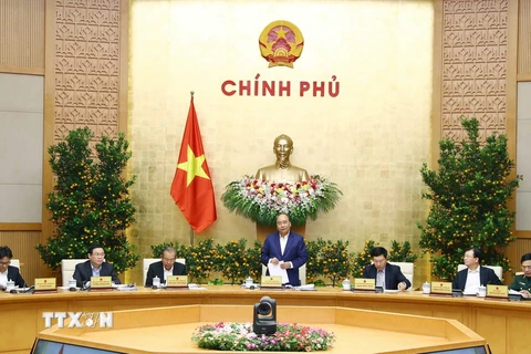 Thủ tướng Nguyễn Xuân Phúc chủ trì phiên họp Chính phủ thường kỳ tháng 1 năm 2019. (Ảnh: Thống Nhất/TTXVN)
