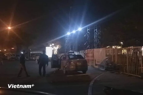 Hiện trường vụ tài xế taxi bị sát hại vào đêm 24 Tết. (Ảnh: PV/Vietnam+)