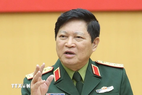 Đại tướng Ngô Xuân Lịch, Bộ trưởng Bộ Quốc phòng phát biểu định hướng nhiệm vụ trọng tâm năm 2019. (Ảnh: Dương Giang/TTXVN)