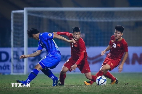 Cầu thủ U22 Việt Nam trong trận gặp Ulsan Hyundai của Hàn Quốc. (Ảnh: Trọng Đạt/TTXVN)