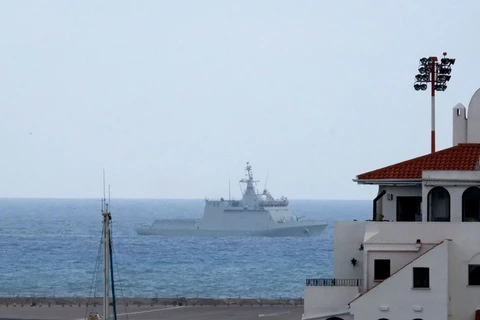 Tàu chiến Tây Ban Nha ở vùng biển Gibraltar. (Nguồn: PA)