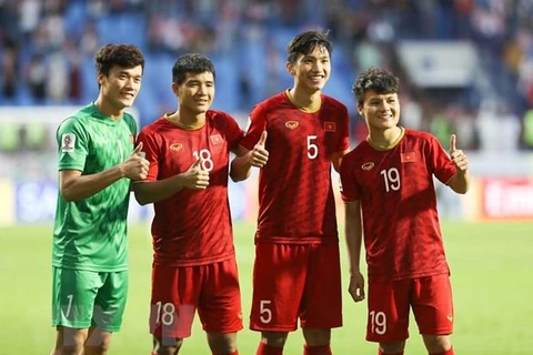 Các cầu thủ U23 Việt Nam. (Ảnh: Hoàng Linh/TTXVN)