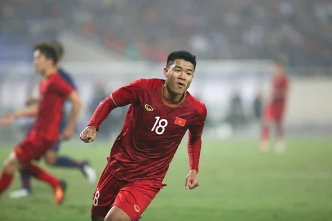 Hà Đức Chinh mở tỷ số cho U23 Việt Nam. (Ảnh: Trọng Đạt/TTXVN)