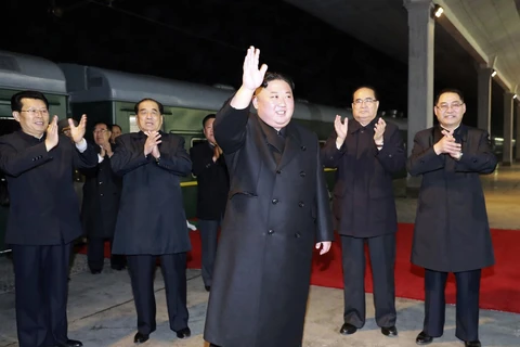 Hình ảnh nhà lãnh đạo Triều Tiên Kim Jong-un lên đường sang Nga. (Nguồn: AP)