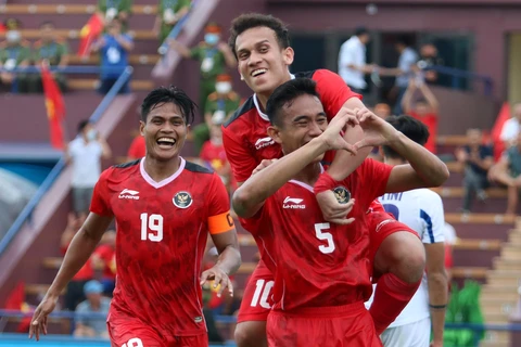 U23 Indonesia giành chiến thắng đậm trước U23 Philippines. (Ảnh: Trung Kiên/TTXVN)