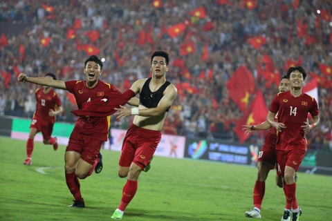 Tiến Linh tỏa sáng đưa U23 Việt Nam vào chung kết SEA Games 31. (Ảnh: Hoàng Linh/TTXVN)