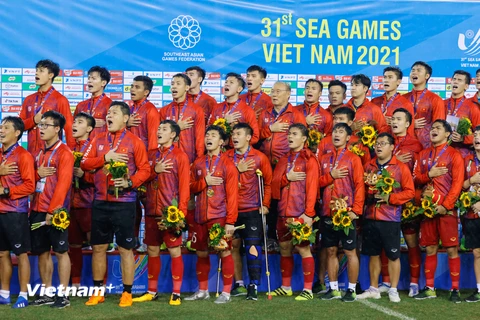 Bóng đá Việt Nam hướng đến mục tiêu giành vé dự World Cup 2026. (Ảnh: PV/Vietnam+) 