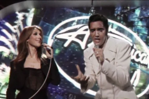 Celine Dion được đứng chung sân khấu với huyền thoại âm nhạc Elvis Presley nhờ công nghệ 3D Hologram (Nguồn ảnh: Internet) 