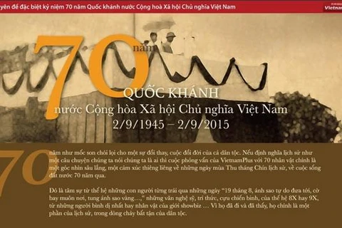 Ảnh chụp màn hình chuyên đề đặc biệt 70 năm Quốc khánh nước Cộng hòa Xã hội Chủ nghĩa Việt Nam.