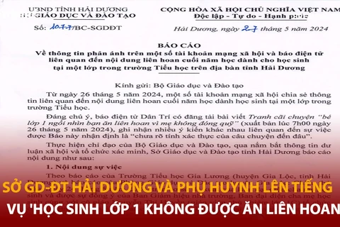 Báo cáo mới nhất về vụ "học sinh lớp 1 không được ăn liên hoan"