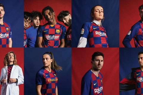 Barca đã thay thế thiết kế sọc truyền thống bằng thiết kế bàn cờ gây tranh cãi. (Ảnh: Nike)