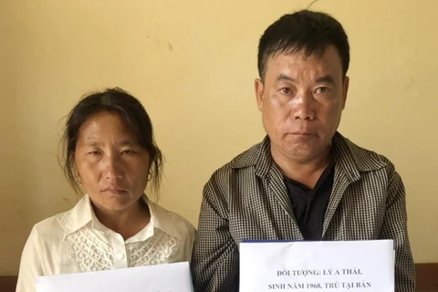 2 đối tượng bị bắt vì tội buôn bán trái phép chất ma túy tại Sơn La. (Ảnh: TTXVN)