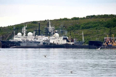 Một tàu ngầm của Nga tại căn cứ hải quân ở thành phố Severomorsk. (Ảnh: Getty)