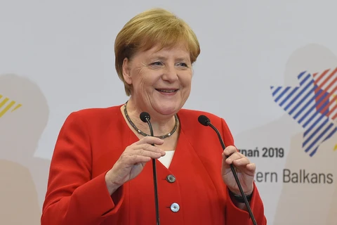 Thủ tướng Đức Angela Merkel phát biểu tại Hội nghị Tây Balkan. (Ảnh: AFP/TTXVN) 