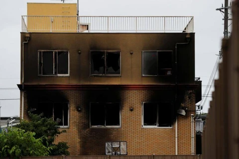 Xưởng phim Kyoto Animation sau vụ cháy. (Ảnh:Reuters)