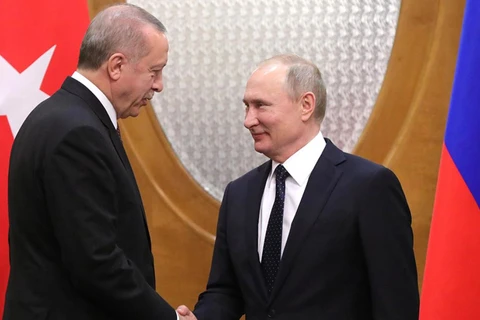 Tổng thống Thổ Nhĩ Kỳ Tayyip Erdogan và người đồng cấp Nga Vladimir Putin. (Ảnh: Kremlin)