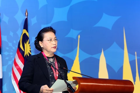 Chủ tịch Quốc hội Nguyễn Thị Kim Ngân tại lễ tiếp nhận chức Chủ tịch AIPA 41. (Ảnh: Trọng Đức/TTXVN)