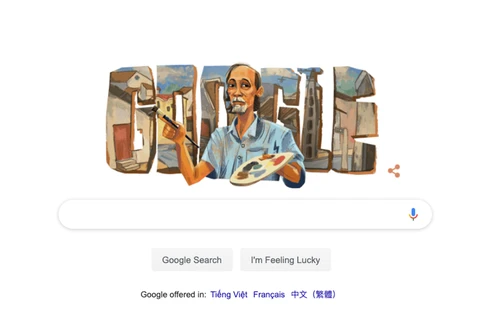 Hình ảnh họa sỹ Bùi Xuân Phái được Google vinh danh trên trang tìm kiếm.