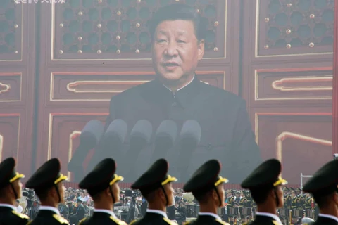 Chủ tịch Trung Quốc Tập Cận Bình phát biểu tại lễ duyệt binh. (Ảnh: Reuters)