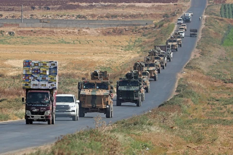 Đoàn xe quân sự Thổ Nhĩ Kỳ tại tỉnh Aleppo của Syria. (Ảnh: AFP/TTXVN)
