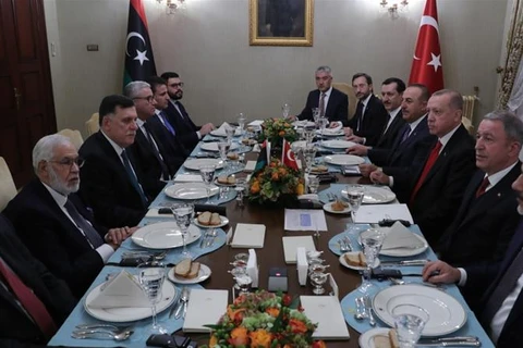Các nhà lãnh đạo Thổ Nhĩ Kỳ và Libya gặp nhau tại Istanbul. (Ảnh: Anadolu)