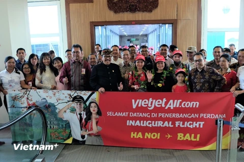 Lễ khai trương đường bay thẳng Hà Nội - Bali. (Ảnh: Vietnam+)