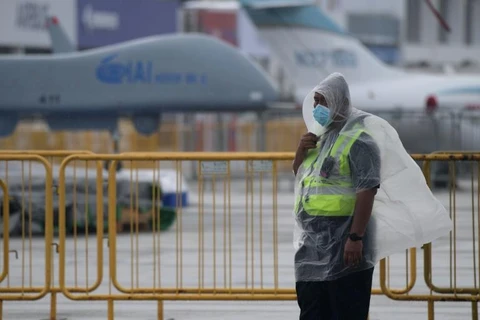 Triển lãm hàng không Singapore vắng vẻ do dịch bệnh. (Ảnh: Bangkok Post)