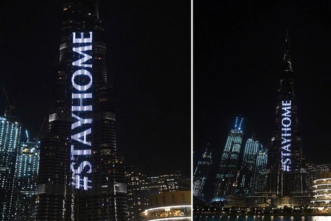 Toà nhà cao nhất thế giới phát thông điệp kêu gọi dân ở nhà