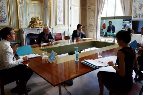 Cuộc họp trực tuyến của nhóm G7. (Ảnh: AFP)
