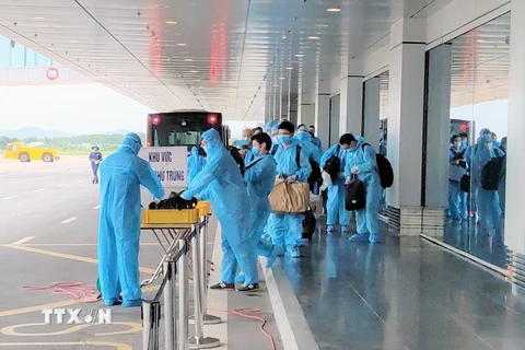 Chuyến bay đón các chuyên gia Nhật Bản đến Việt Nam. (Ảnh: TTXVN phát)