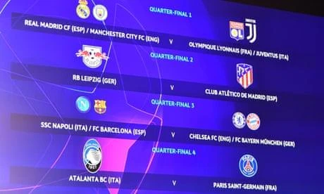 4 trận còn lại của lượt về vòng 16 đội gồm: Chelsea vs Bayern Munich, Barcelona vs Napoli, Real Madrid vs Manchester City và Juventus vs Lyon.