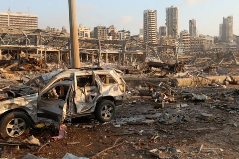Hiện trường vụ nổ tại Beirut. (Ảnh: Reuters)